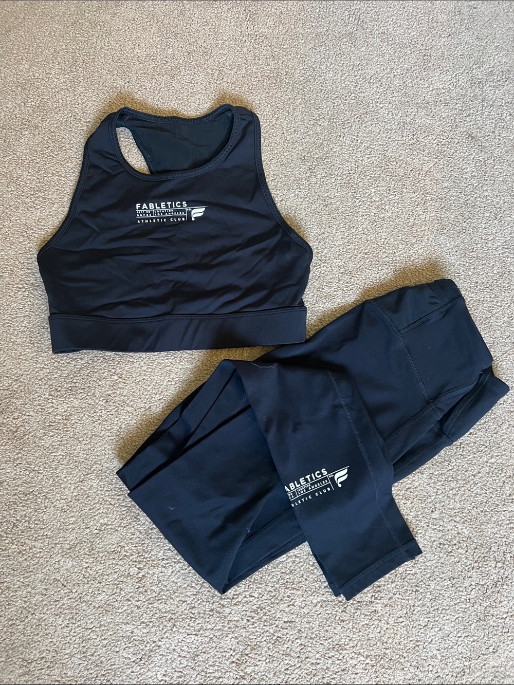 Fabletics Black Sports Bra and High-Waist Leggings Set